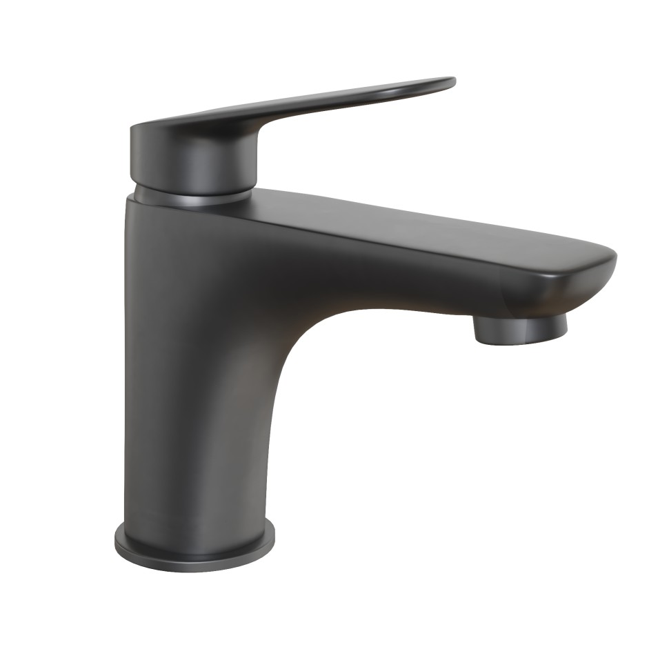 Paini Laguna Смеситель для раковины, высота излива 9 см, без донного клапана, цвет: черный матовый LAYO205