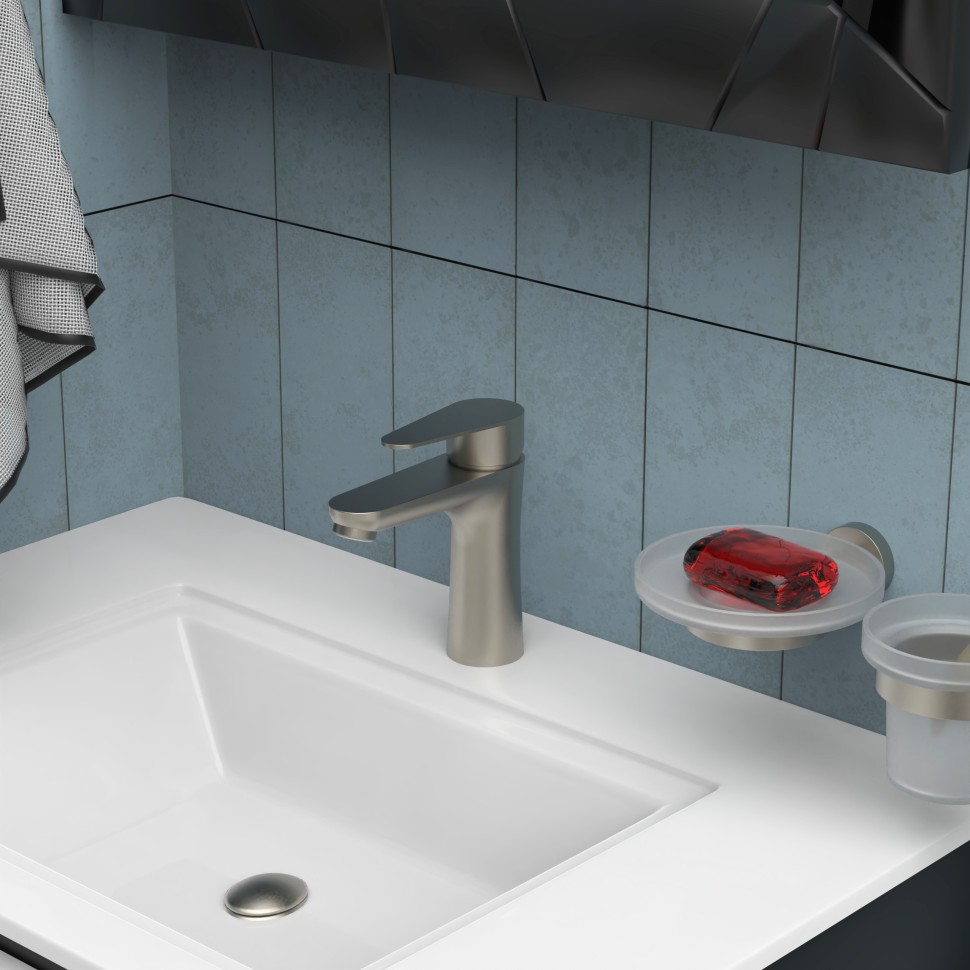 Paini Verona Смеситель для раковины, высота излива 10 см, без донного клапана, цвет: никель браш 99PW205