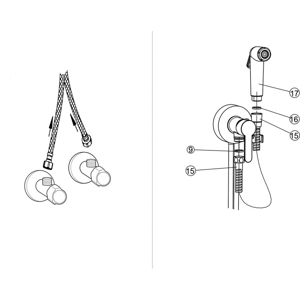 Paini Aosta Гигиенический душ с прогрессивным смесителем, шланг 100 см, цвет: хром 92CR304KM