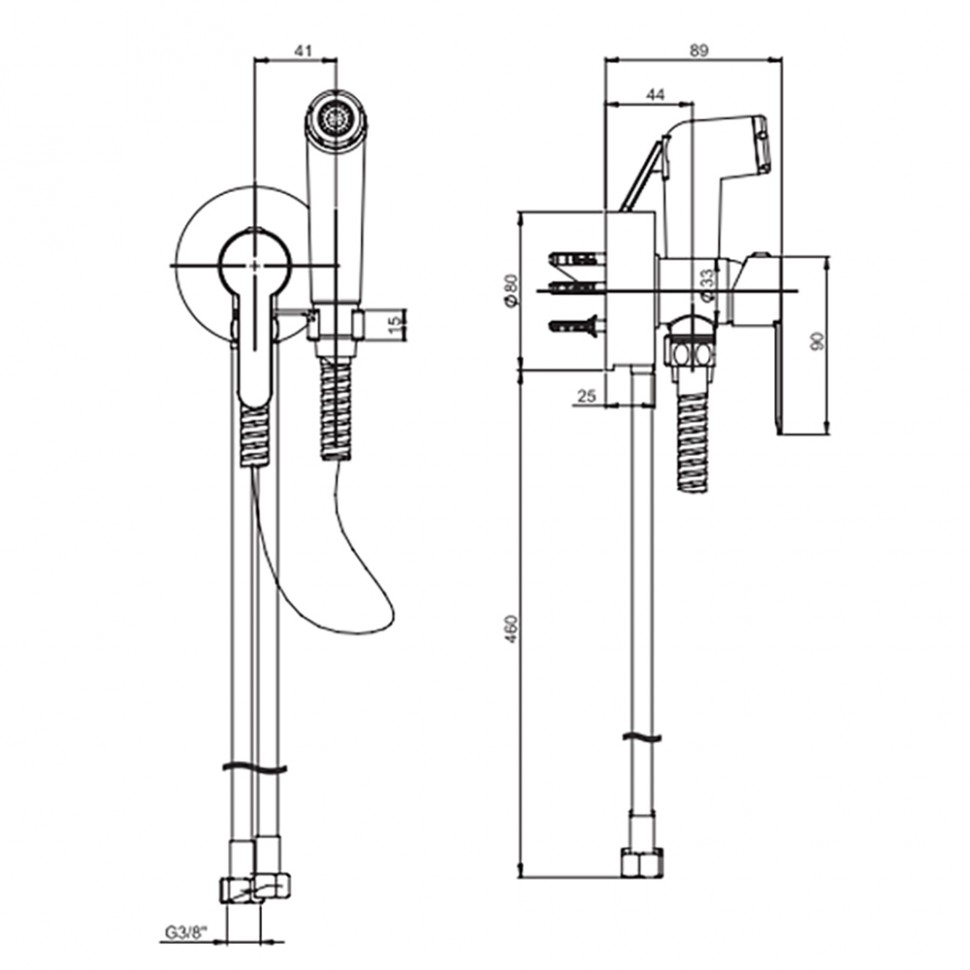 Paini Aosta Гигиенический душ с прогрессивным смесителем, шланг 100 см, цвет: хром 92CR304KM