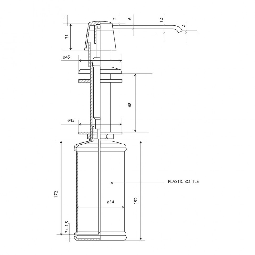 Paini ABS Дозатор для жидкого мыла встраиваемый, цвет: хром 53CRDISPABS