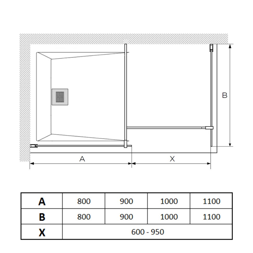 Paini Душевая перегородка 110x195 рисунок решетка PAINI-WalkIN110G