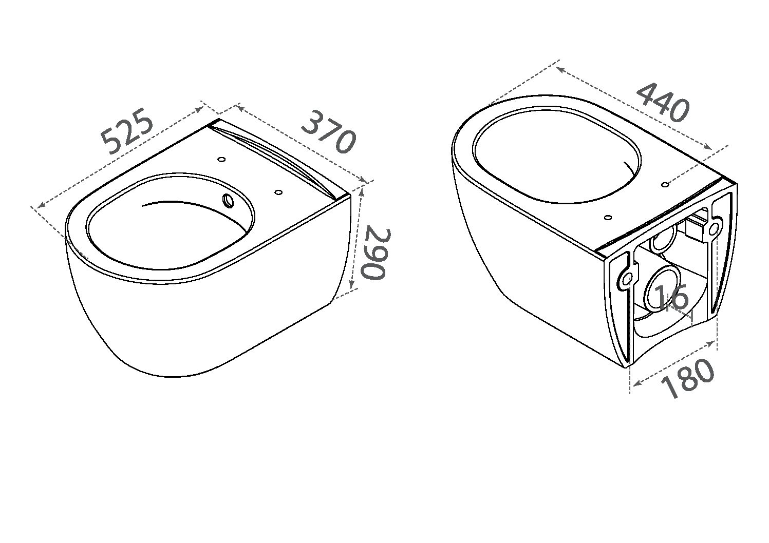 Boheme Bianca Унитаз подвесной 52,5х37 безободковый с крышкой микролифт смыв каскадный, цвет: white 963-SET-W