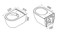 Boheme Bianca Унитаз подвесной 52,5х37 безободковый с крышкой микролифт смыв каскадный, цвет: white 963-SET-W