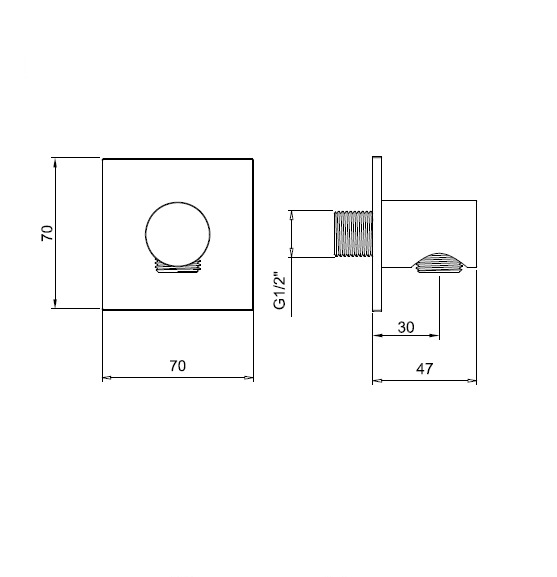 Almar Square Шланговое подключение для лейки с держателем, цвет: nickel brushed E095036.NB