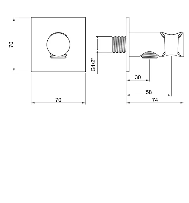 Almar Square Шланговое подключение для лейки с держателем, цвет: brushed copper E095039.CO