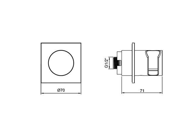 Almar Square Шланговое подключение для лейки с держателем, цвет: brushed gun metal E095046.GM