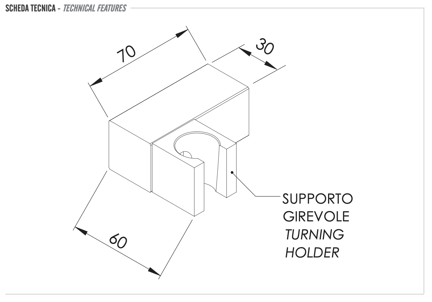 Remer Держатель ручного душа регулируемый, цвет: cromo nero spazzolato 339SSCFP