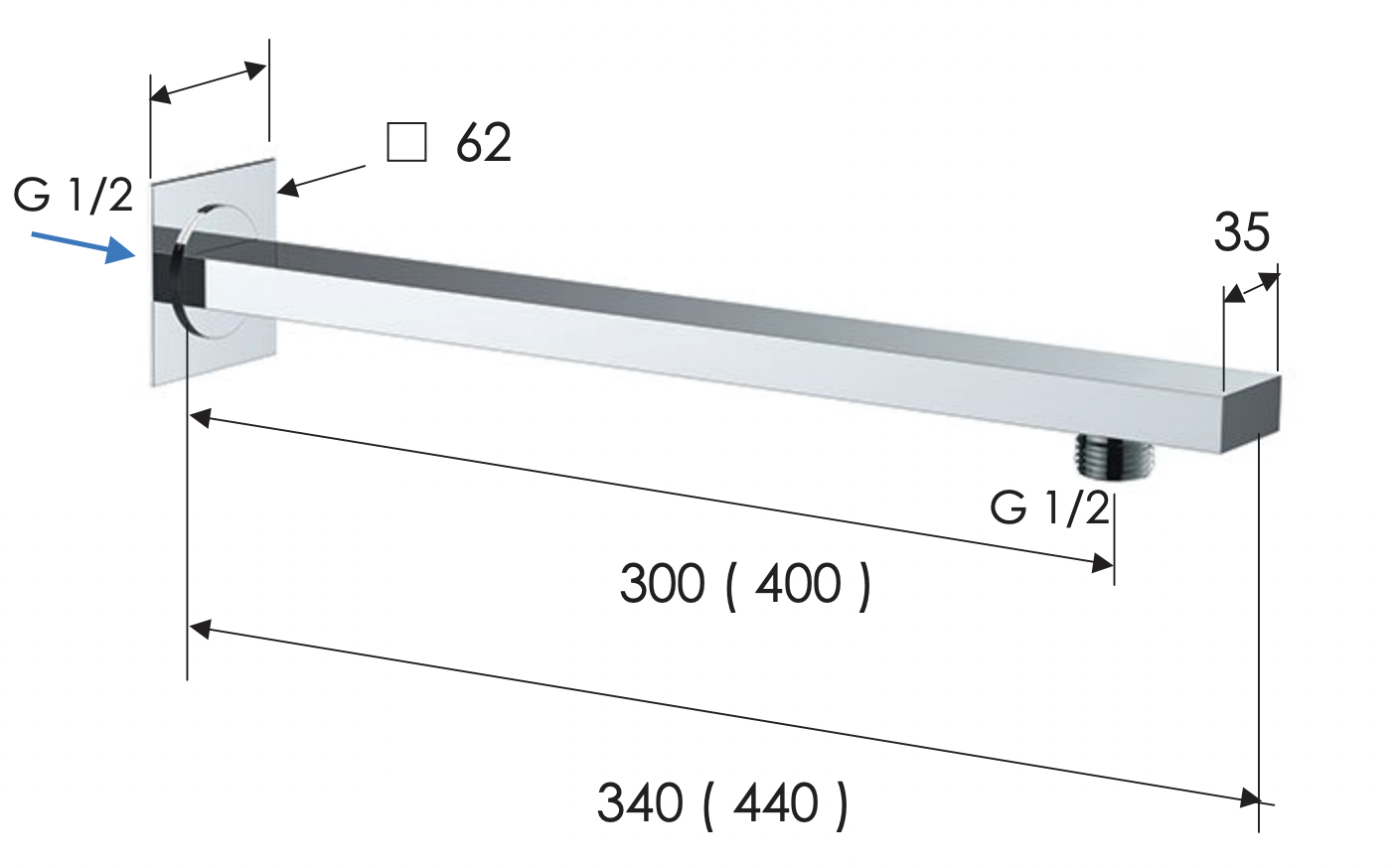 Remer Кронштейн настенный 30 см, цвет: visual inox 348Q30XV