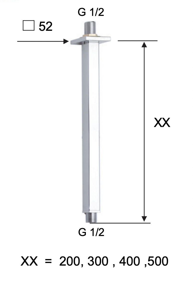 Remer Кронштейн потолочный 50 см, цвет: visual inox 347S50XV