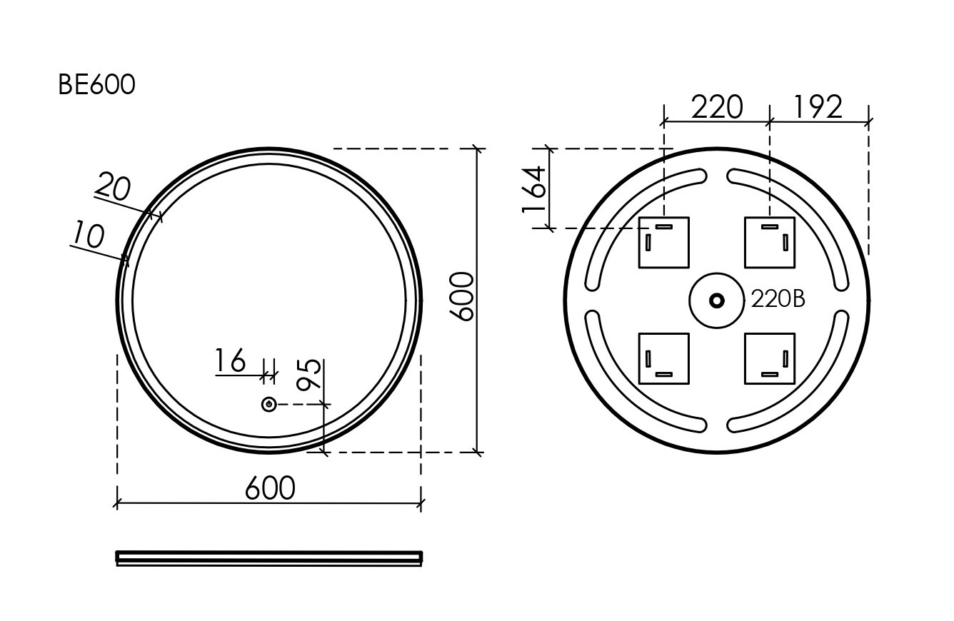 Sancos Bella Зеркало с подсветкой d60 см, сенсорный выключатель BE600