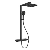 Sancos Vos Душевая стойка: термостат, ручной душ 3 режима, излив, верхний душ, цвет: черный матовый SC6100MB