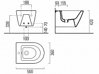 GSI Kube X Биде подвесное, 1 отверстие под смеситель, перелив, с крепежом, цвет: белый глянцевый 9464FR2111