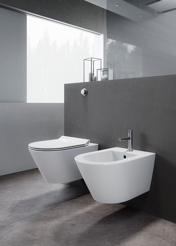 GSI Kube X Биде подвесное 55x36 см, с 1 отверстием под смеситель и креплением, цвет: белый глянцевый 9465FR2111