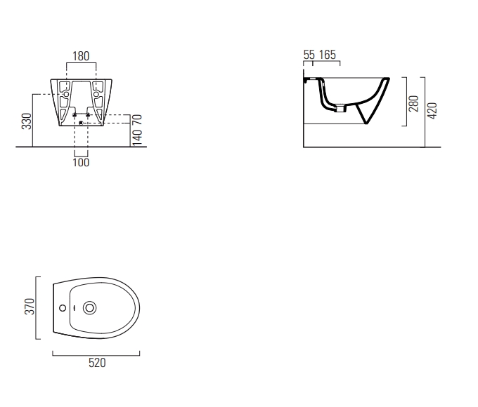 GSI Modo Биде подвесное с 1 отверстием под смеситель и переливом, с крепежом, цвет: белый глянцевый 9864FR2111
