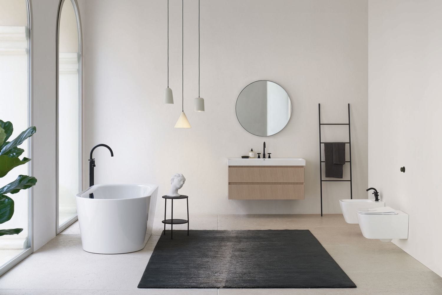 GSI Nubes Биде подвесное, 1 отверстие под смеситель, перелив, с крепежом, цвет: белый глянцевый 9665FR2111