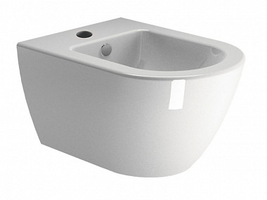 GSI Pura Биде подвесное с 1 отверстием под смеситель и переливом, с крепежом, цвет: белый глянцевый 8865FR2111