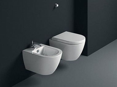 GSI Pura Биде подвесное с 1 отверстием под смеситель и переливом, с крепежом, цвет: белый глянцевый 8865FR2111