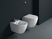 GSI Pura Биде подвесное с 1 отверстием под смеситель и переливом, с крепежом, цвет: белый глянцевый 8865FR2111