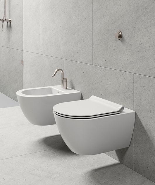 GSI Pura Биде подвесное с 1 отверстием под смеситель и переливом, с крепежом, цвет: белый матовый 8865FR2109