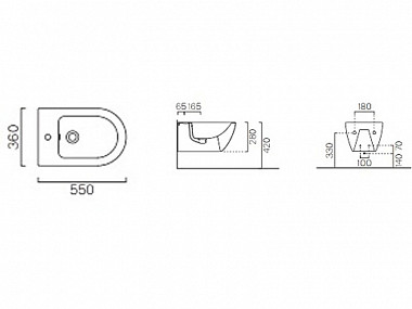 GSI Pura Биде подвесное с 1 отверстием под смеситель и переливом, с крепежом, цвет: ardesia opaco 8865FR2126
