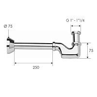 Remer Сифон для раковины\биде латунный 1", цвет: cromo 956