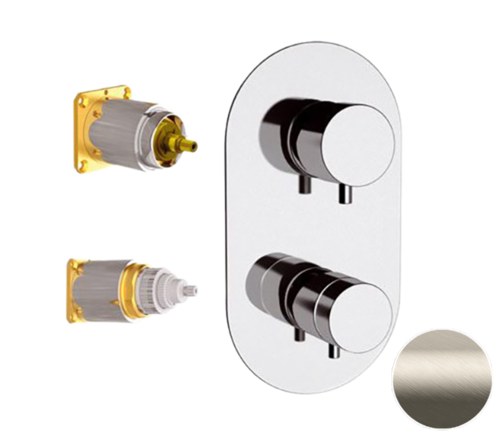 Remer Elegance Термостат для ванны встраиваемый на 3 потребителя, внешняя часть, цвет: visual inox NT93KBXV