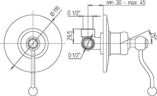 Paini Duomo Cмеситель для душа встраиваемый, с внутренней частью, цвет: золото глянцевое 88OP690