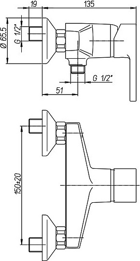 Paini Arena Смеситель для душа без излива, цвет: хром 92CR5112SFTKM