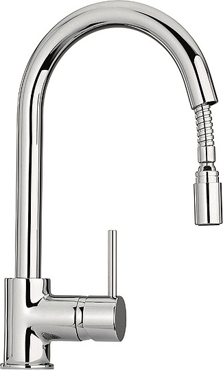 Paini Cox Смеситель для кухни с выдвижным изливом, высота излива 20,1 см, без дк, цвет: хром 78CR591SAKM