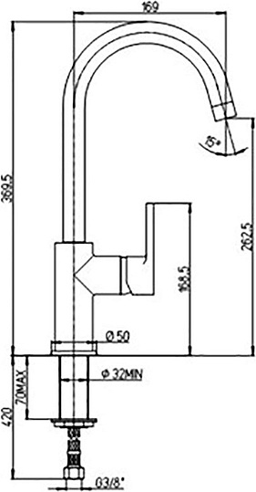 Paini Arena Смеситель для кухни, высота излива 26,3 см, без донного клапана, цвет: хром 92CR572LLFTKM