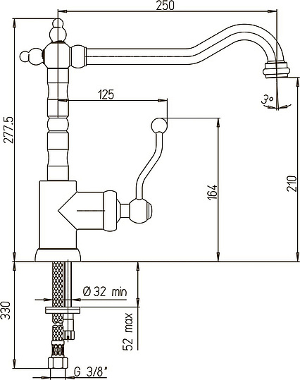 Paini Duomo Смеситель для кухни, высота излива 21 см, без донного клапана, цвет: хром 88F3572KM