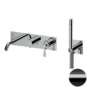 Remer Atelier Смеситель для ванны, излив, лейка, с внутренней частью, цвет: cromo nero spazzolato AL53D2CFP