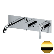 Remer Atelier Смеситель для ванны встраиваемый, излив, лейка, с внутренней частью, цвет: oro lucido AL54D2DO