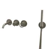 Remer Chrono Смеситель для ванны встраиваемый, излив, лейка, с внутренней частью, цвет: visual inox CH53D2PXV