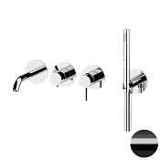 Remer Metrica Смеситель для ванны, излив, лейка, с внутренней частью, цвет: cromo nero spazzolato MC53D2PCFP