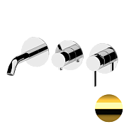 Remer Metrica Смеситель для ванны встраиваемый, 3 потребителя, с внутренней частью, цвет: oro lucido MC54D3PDO