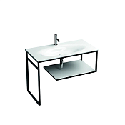 Kerasan Shape Louise Консоль под раковину 100x50 см, напольная с белой полкой, цвет: Nero matt 9333K2