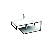 Kerasan Shape Louise Консоль под раковину 100x50 см, подвесная с белой полкой, цвет: Nero matt 9324K2