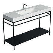Kerasan Cento Консоль под раковину на 140 см, напольная, с металлической полкой, цвет: Nero matt 924631 Nero matt
