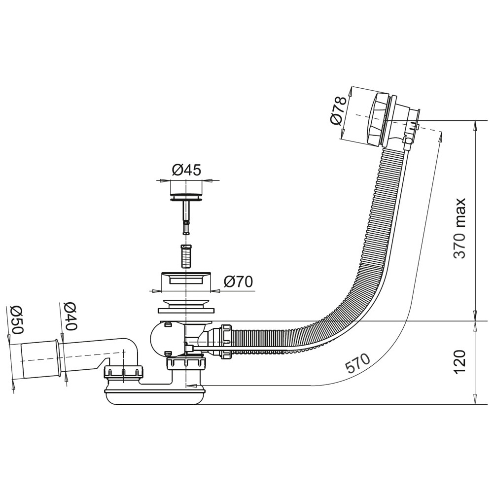 Whitecross Слив-перелив для ванны, цвет: белый глянцевый SPWC60WHG