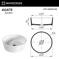 Whitecross Agate Раковина чаша d40,5 см, без перелива, цвет: белый матовый 0701.040040.200