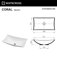 Whitecross Coral Раковина чаша 60х34,5 см, без перелива, цвет: белый матовый 0739.060034.200