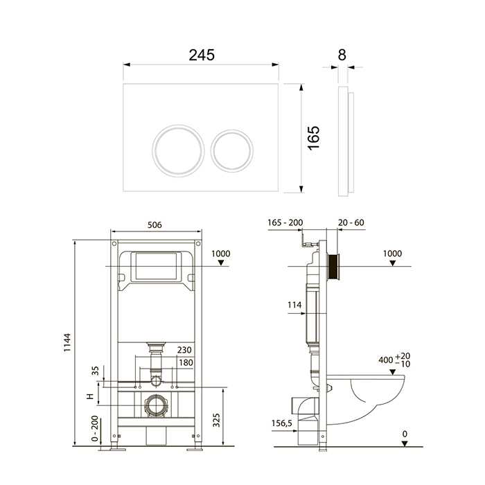 Tece Spring Инсталляция для унитаза 4 в 1 с кнопкой смыва, креплением и шумоиз., цвет: белый глянц. S955103