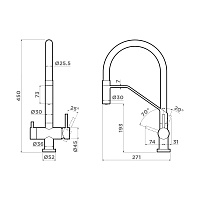 Omoikiri Akeno LG-BL Смеситель для кухни с гибк. изливом и возм. подкл. фильтр, цвет: светлое золото 4994546