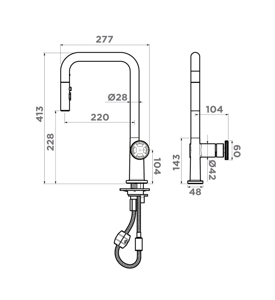 Omoikiri Arita-SB GB Смеситель для кухни с гибким изливом, цвет: графит 4994355