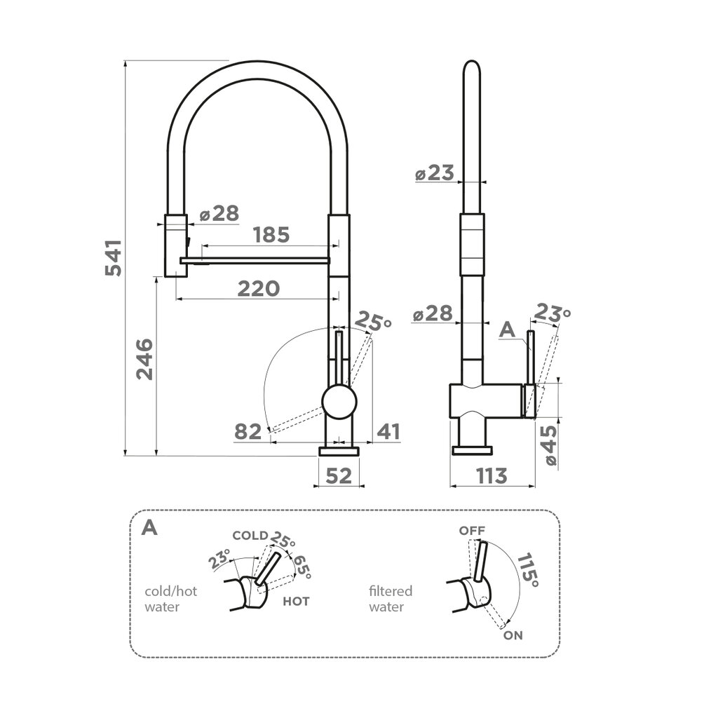 Omoikiri Kanto 2 Plus-SB C-WH Смес. для кухни с гибк. излив. и возм. подкл. фильтр, цвет: хром 4994400