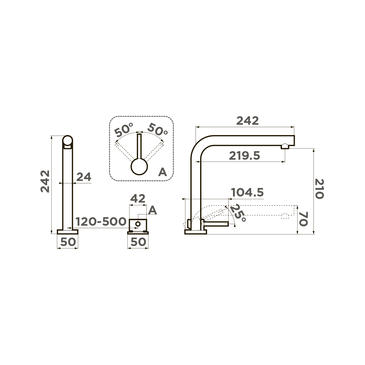 Omoikiri Nara LG Смеситель для кухни без гибкого излива, цвет: светлое золото 4994484