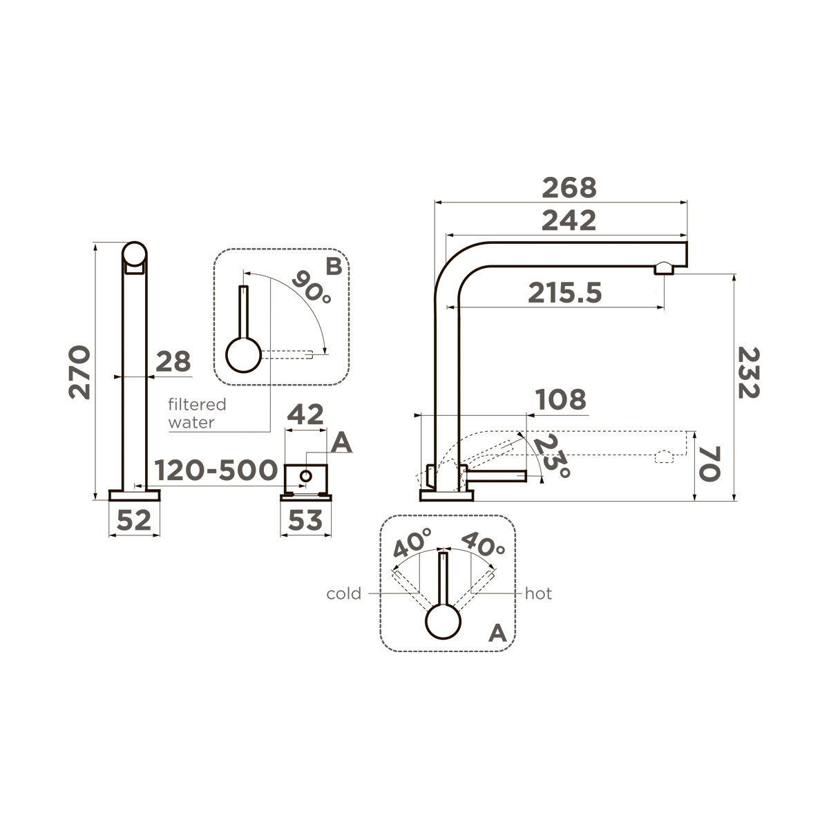 Omoikiri Nara 2 Plus LG Смес. для кухни без гибк. излв, с возм. подкл. фильтр, цвет: светлое золото 4994486