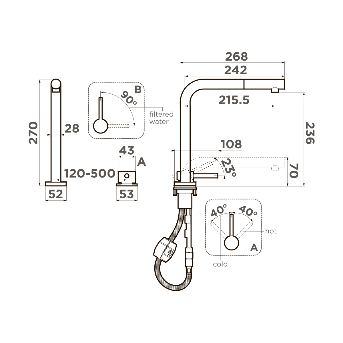 Omoikiri Nara 2 Plus-S LG Смес. для кухни с выдв. изливом и возм. подкл. фильтр, цвет: светлое зол. 4994487